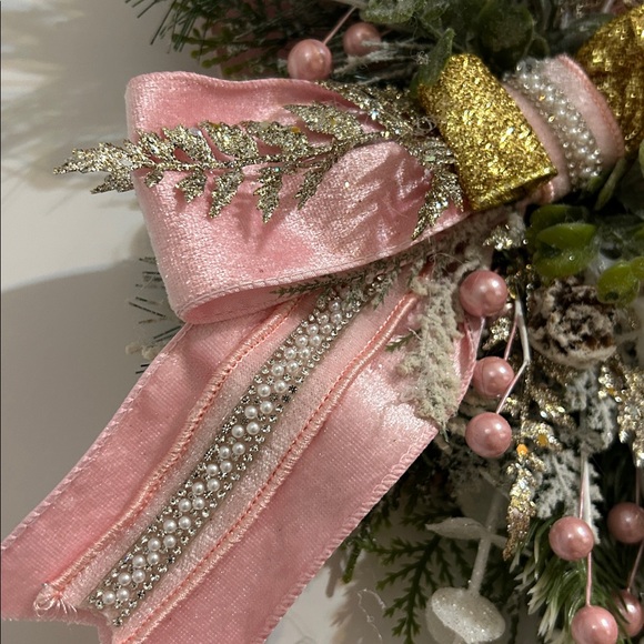 Elegant Pink Holiday Door Swag - Picture 8 of 13